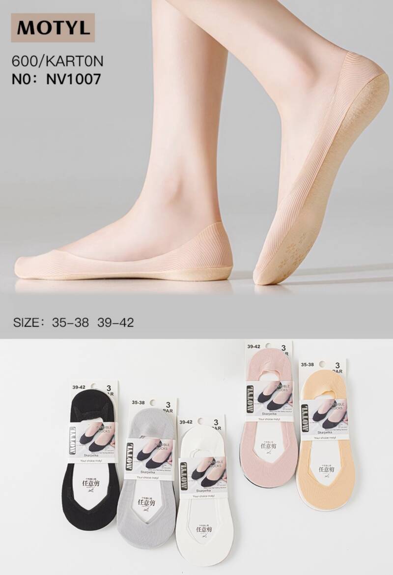 Stopki damskie Roz 35-42, Mix kolor Paczka 40 szt